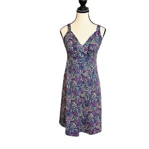 Patagonia Colorful Minette Stretch Sunburst Cutout Racerback Athletic Dress Sz S